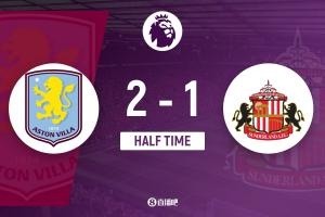 维拉半场2-1力克桑德兰 沃特金斯上演头球连击