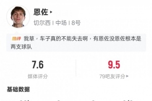 恩佐首战数据统计：1射正5关键传2拦截1抢断，评分7.6