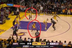 新星与传奇联手！季后赛首战第二节 布朗尼和詹姆斯同场竞技