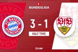 冠军在望！拜仁暂3-1领先斯图加特 杰克逊破门阿方索·戴维斯建功