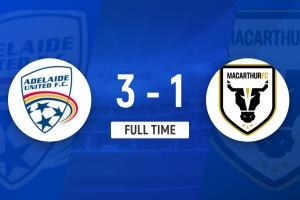 澳超第25轮战报：安塞尔莫替补两球，阿德莱德联3-1麦克阿瑟取胜