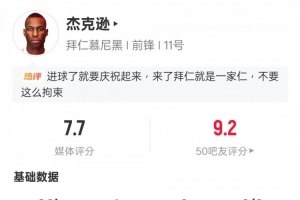 杰克逊发挥：1球2传1过人4越位，评分7.7分析