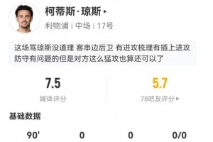 琼斯客串右后卫表现数据统计