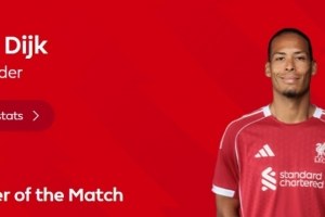 利物浦险胜埃弗顿，范戴克绝杀力压群雄获官方全场最佳