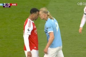 曼城阿森纳激战，哈兰德加布里埃尔冲突引红牌