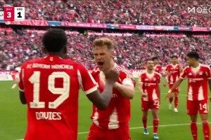 太恐怖了！拜仁连进3球！迪亚斯再送助攻，阿方索打门折射入网！