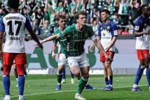 德甲-斯塔格双响菲利普·奥特尔染红 不莱梅3-1十人汉堡